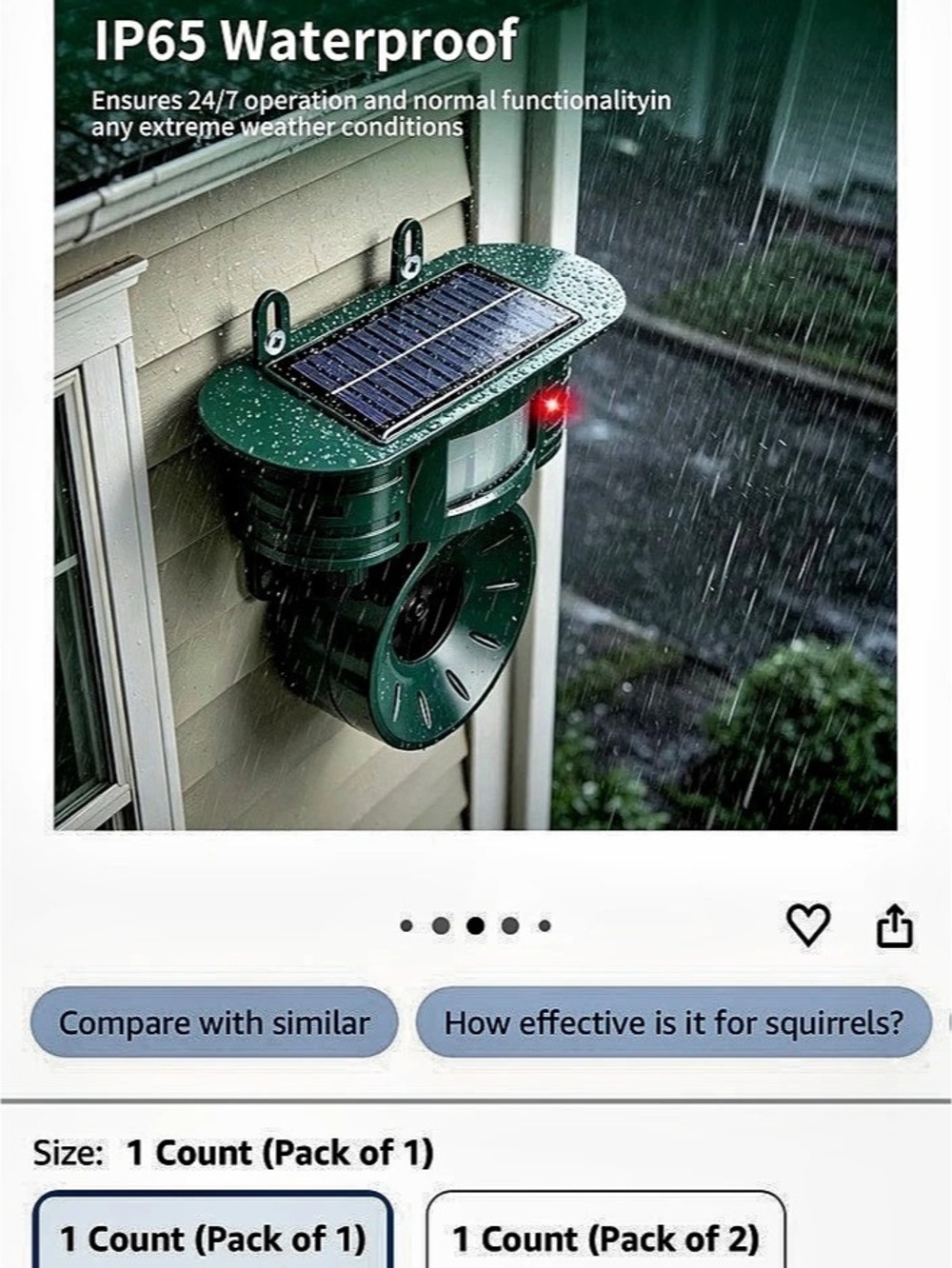 Ultrasonic Animal Repeller Solar Powered Green